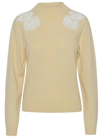See By Chloé Wool Blend Cream Sweater In White