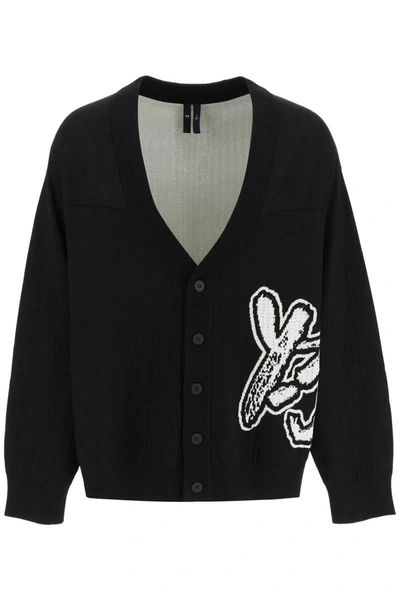 Y-3 Jacquard Logo Cardigan In Black | ModeSens