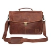 MAHI LEATHER Leather Yale Clip-Up Satchel Briefcase Bag With 15" Laptop Capacity In Vintage Brown