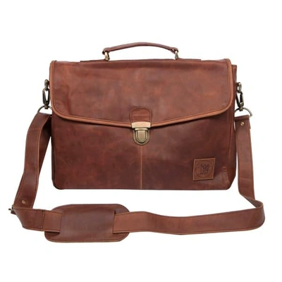 Mahi Leather Leather Yale Clip-up Satchel Briefcase Bag With 15" Laptop Capacity In Vintage Brown