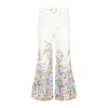 Zimmermann Tama Linen Flared Pants In Nude &amp; Neutrals