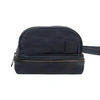 MAHI LEATHER Leather Raleigh Toiletry Bag Dopp Kit In Ebony Black