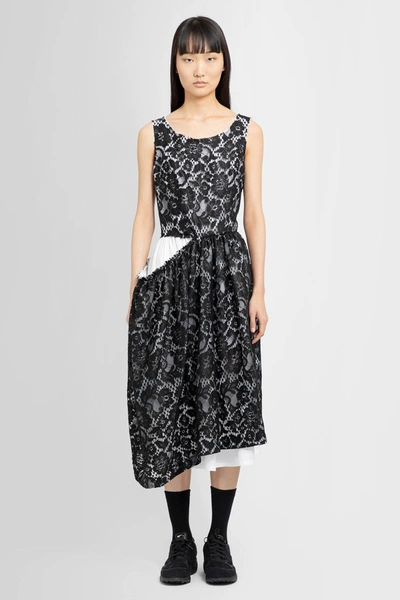 Comme Des Garçons Floral-lace Sleeveless Flared Dress In Black&white