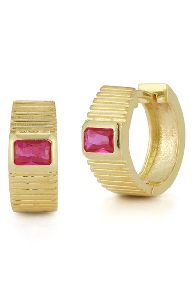 Chloe & Madison Chloe And Madison 14k Over Silver Cz Huggie Earrings In Gold