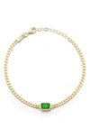 Chloe & Madison 14k Gold Vermeil Curb Link Cz Solitaire Bracelet In Gold