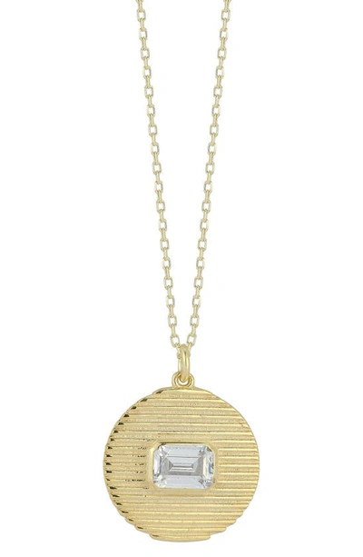 CHLOE & MADISON CUBIC ZIRCONIA DISC PENDANT NECKLACE