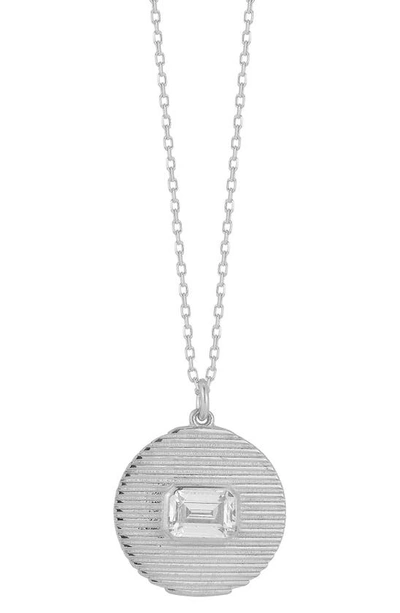 Chloe & Madison Cubic Zirconia Disc Pendant Necklace In Silver