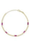 Chloe & Madison Chloe And Madison 14k Over Silver Cz Curb Bracelet In Gold