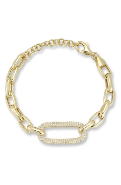 Chloe & Madison Chloe And Madison 14k Over Silver Cz Pave Bold Link Bracelet In Gold