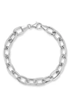Chloe & Madison Cz Pavé Open Link Chain Bracelet In Silver