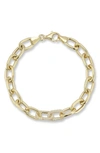 Chloe & Madison Chloe And Madison 14k Over Silver Cz Bold Link Bracelet In Gold