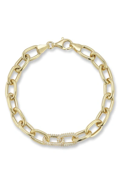 Chloe & Madison Chloe And Madison 14k Over Silver Cz Bold Link Bracelet In Gold