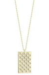 CHLOE & MADISON CUBIC ZIRCONIA CHECKERED TAG PENDANT NECKLACE