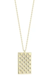 Chloe & Madison Chloe And Madison Silver Cz Checkered Tag Necklace In Gold