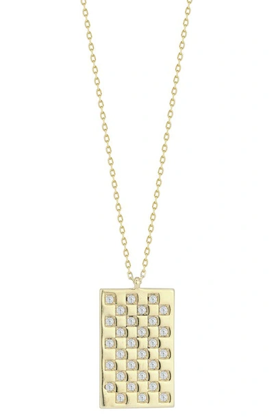 CHLOE & MADISON CUBIC ZIRCONIA CHECKERED TAG PENDANT NECKLACE