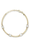 Chloe & Madison Chloe And Madison 14k Over Silver Cz Curb Bracelet In Gold