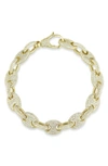Chloe & Madison Chloe And Madison Cz Pavé Mariners Link Bracelet In Gold