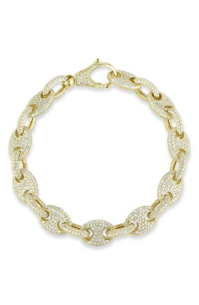 Chloe & Madison Chloe And Madison 14k Over Silver Cz Chunky Bracelet In Gold