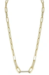 Chloe & Madison Chloe And Madison 14k Over Silver Cz Chunky Paperclip Necklace In Gold