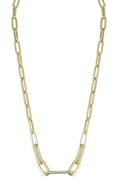Chloe & Madison Chloe And Madison 14k Over Silver Cz Chunky Paperclip Necklace In Gold
