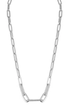 Chloe & Madison Chloe And Madison Silver Cz Chunky Paperclip Necklace In Silver