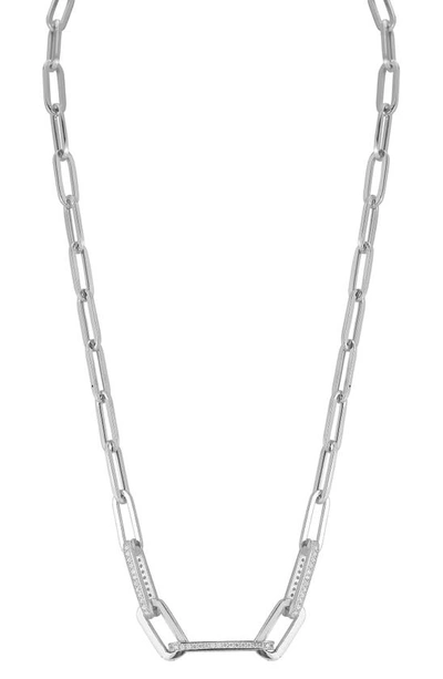 Chloe & Madison Chloe And Madison Silver Cz Chunky Paperclip Necklace
