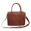 MAHI LEATHER Leather Oxford Zip-Up Satchel Briefcase Bag With 15" Laptop Capacity In Vintage Brown