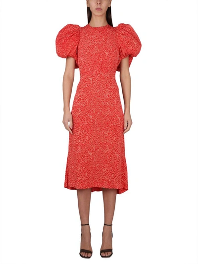 Rotate Birger Christensen Floral-print Jacquard Midi Dress In Red