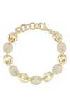 Chloe & Madison Chloe And Madison 14k Over Silver Cz Chunky Puffed Link Bracelet In Gold