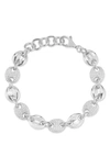Chloe & Madison Chloe And Madison Silver Cz Chunky Puffed Link Bracelet In Silver