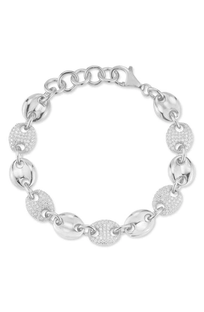 CHLOE & MADISON STERLING SILVER & CZ MARINER LINK BRACELET