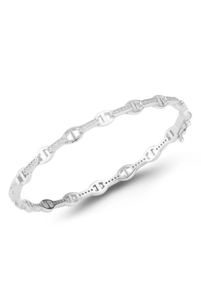 Chloe & Madison Chloe And Madison Silver Cz Mariner Link Bangle Bracelet