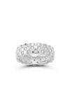 CHLOE & MADISON RHODIUM PLATED STERLING SILVER CUBIC ZIRCONIA CHECKERED RING