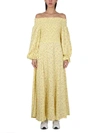 Rotate Birger Christensen Off-the-shoulder Jacquard Maxi Dress In Yellow