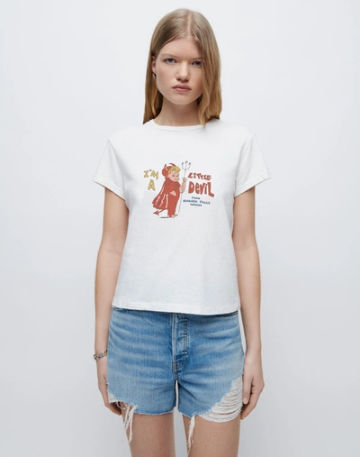 Re/done Little Devil Graphic Tee In Vintage White