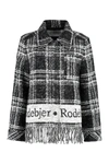 Rodebjer Olivia Logo Checked Wool Jacket In Black