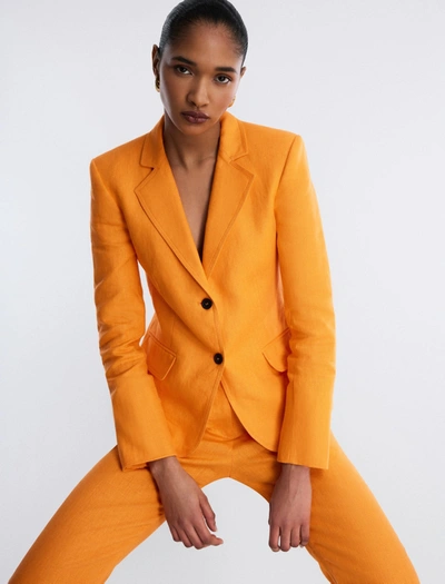 Bcbgmaxazria Hudson Linen Blazer In Tangerine Orange