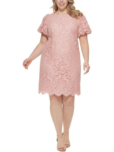 Jessica Howard Plus Womens Lace Knee-length Sheath Dress In Pink
