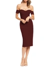 DRESS THE POPULATION BAILEY WOMENS OFF-THE-SHOULDER BONING BODYCON DRESS