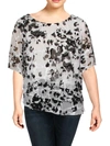ALEX EVENINGS PLUS WOMENS TIERED BELL SLEEVE BLOUSE