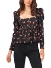1.STATE WOMENS FLORAL SQUARE NECK BLOUSE