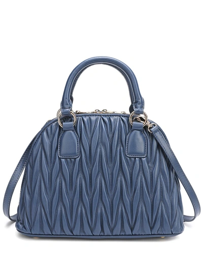 Tiffany & Fred Pleated Leather Satchel In Blue