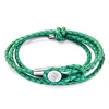 Anchor & Crew Fern Green Dundee Silver & Braided Leather Bracelet