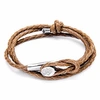 ANCHOR & CREW LIGHT BROWN DUNDEE SILVER & BRAIDED LEATHER BRACELET