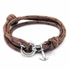 ANCHOR & CREW Brown Clyde Anchor Silver & Rope Bracelet