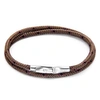 ANCHOR & CREW BROWN LIVERPOOL SILVER & ROPE BRACELET