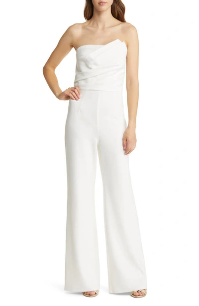 Tadashi Shoji Strapless Crepe Jumpsuit In Ivory