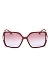 Tom Ford Joanna 59mm Gradient Polarized Butterfly Sunglasses In Shiny Bordeaux / Rose