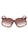 Tom Ford Oversize-frame Sunglasses In Shiny Havana Rose Gold/ Brown