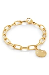 Monica Vinader Gold Id Oval Charm Bracelet In 18ct Gold Vermeil/ Ss